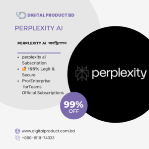 Perplexity AI logo representing the premium account subscription and digital research tool, available for instant purchase at Digital Product BD in Bangladesh.