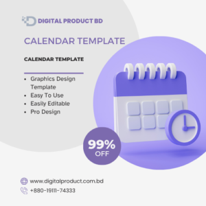 Fully customizable digital calendar template for scheduling online courses and daily productivity at Digital Product BD