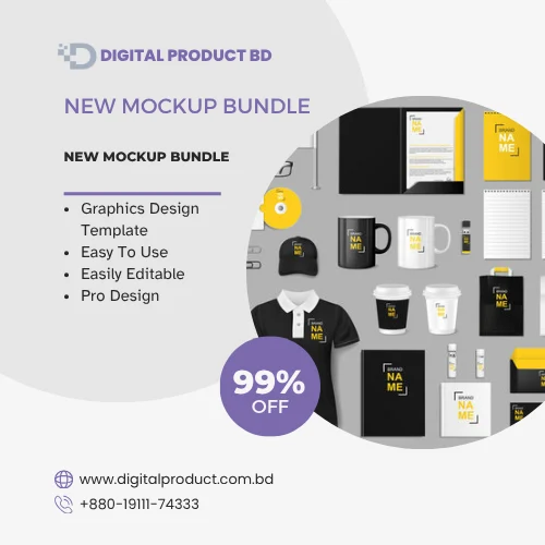 Premium New Mockup Bundle featuring high-resolution PSD templates. Subscribe and download unlimited digital design assets at Digital Product BD.