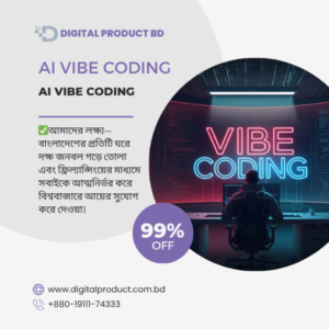 AI Vibe Coding digital course cover demonstrating AI programming frameworks, available for instant download at Digital Product BD.