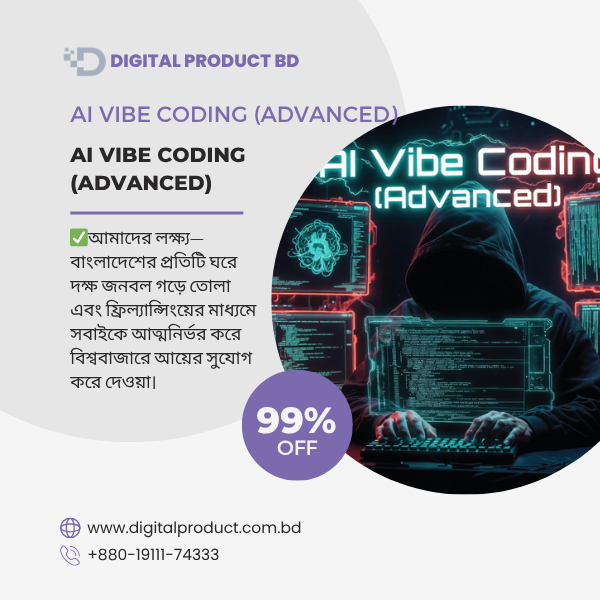 AI Vibe Coding Advanced course cover teaching natural language app development on Digital Product BD.
