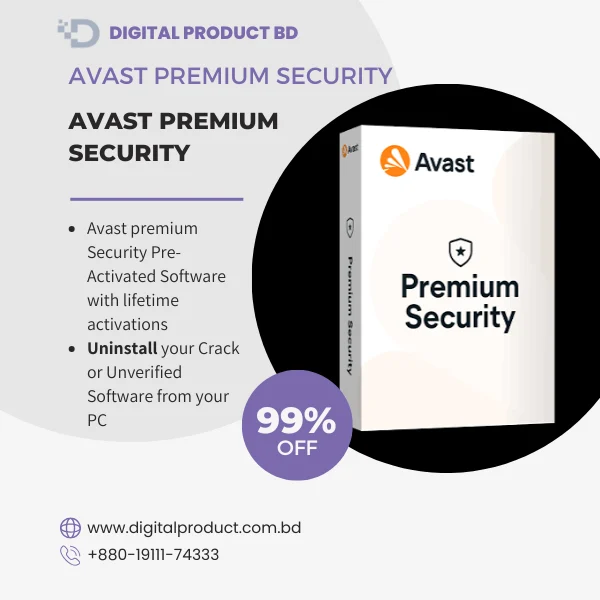 Avast Premium Security pre-activated software available for instant digital download at Digital Product BD.