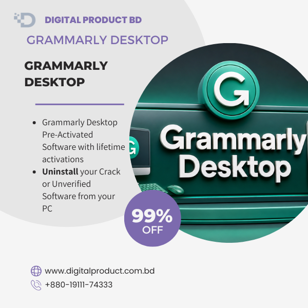 Grammarly Desktop pre-activated software interface for AI writing assistance available at Digital Product BD