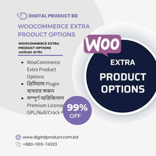 WooCommerce Extra Product Options plugin interface showing custom fields, checkboxes, and conditional logic for WordPress eCommerce stores.