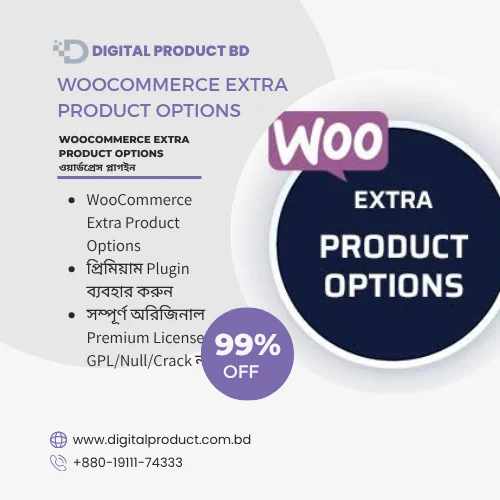 WooCommerce Extra Product Options plugin interface showing custom fields, checkboxes, and conditional logic for WordPress eCommerce stores.