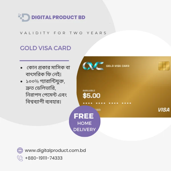 Gold Visa Card prepaid Virtual Visa Card for international online payments – Digital Product BD